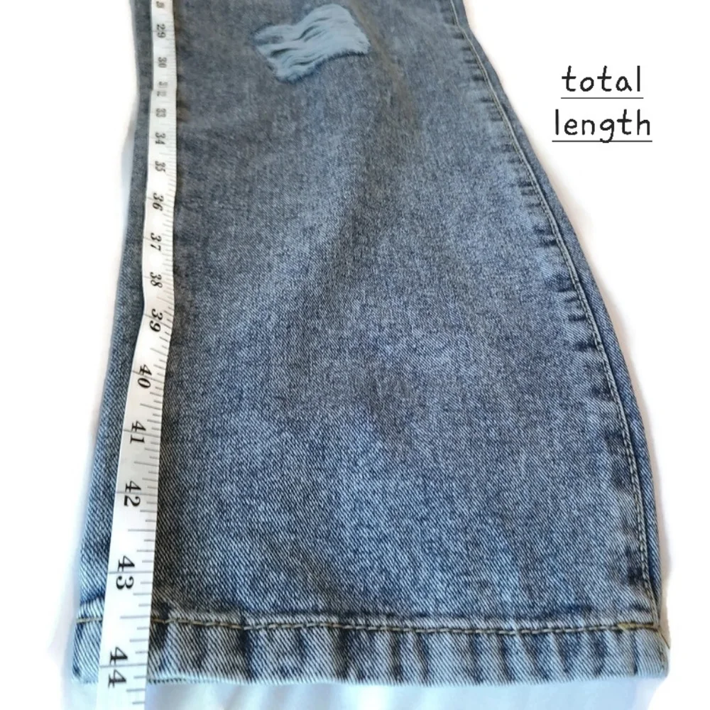 *SOLD* NEW Boohoo Blue Womens Plus 16 Tall Blue High Waist Mom Jeans Acid Ligh - Picture 6 of 12